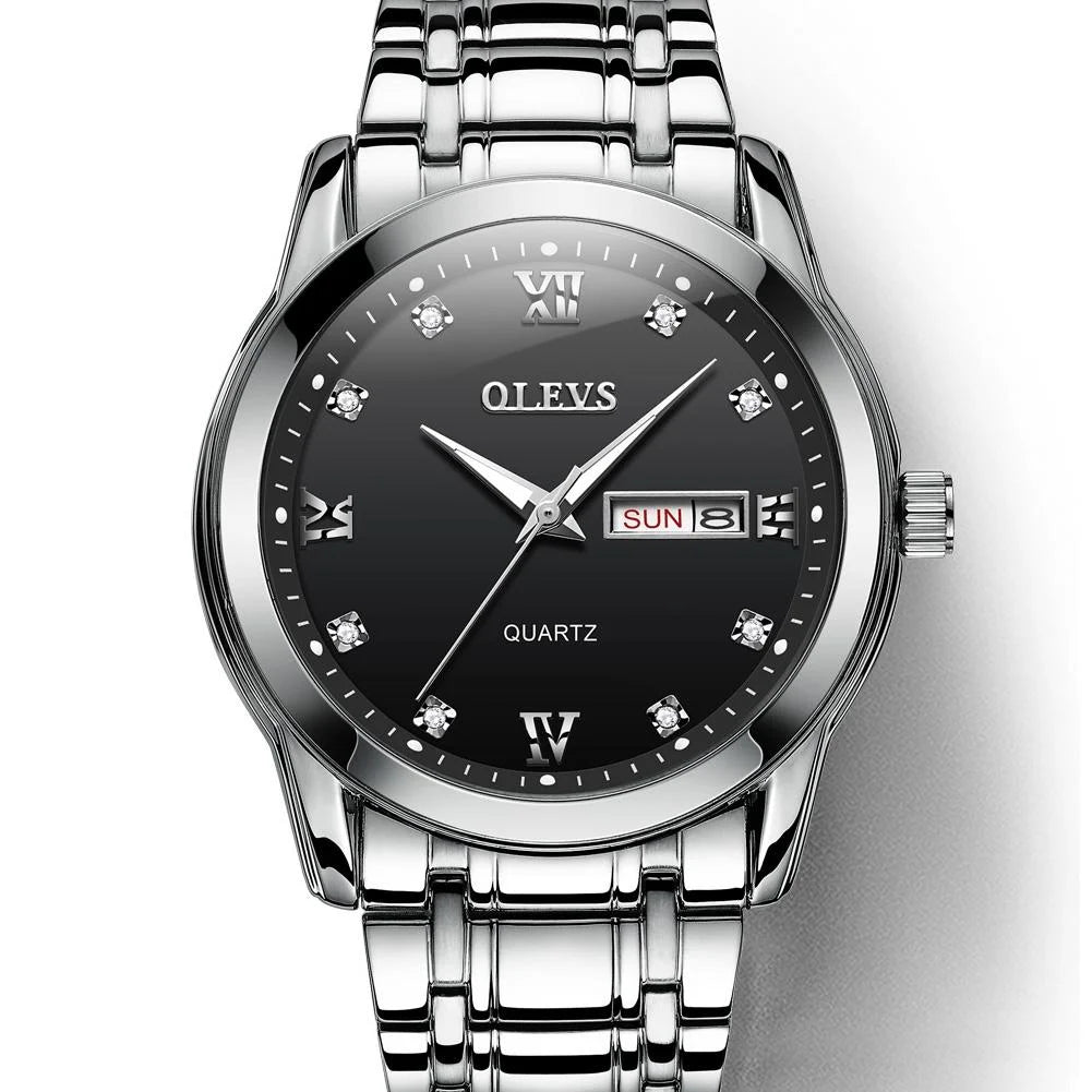 Waterproof Dual Calendar Quartz Watch for Men with Luminous