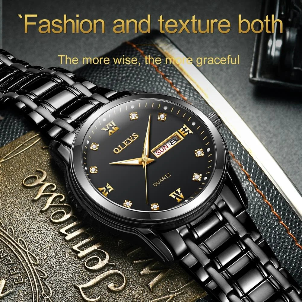 Waterproof Dual Calendar Quartz Watch for Men with Luminous