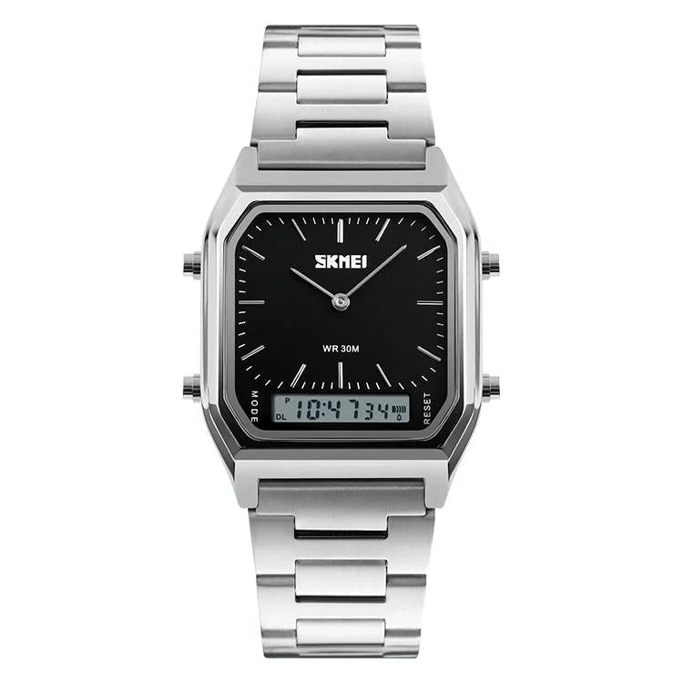 Waterproof Dual Display Men Outdoor Watch - Black - Fashion