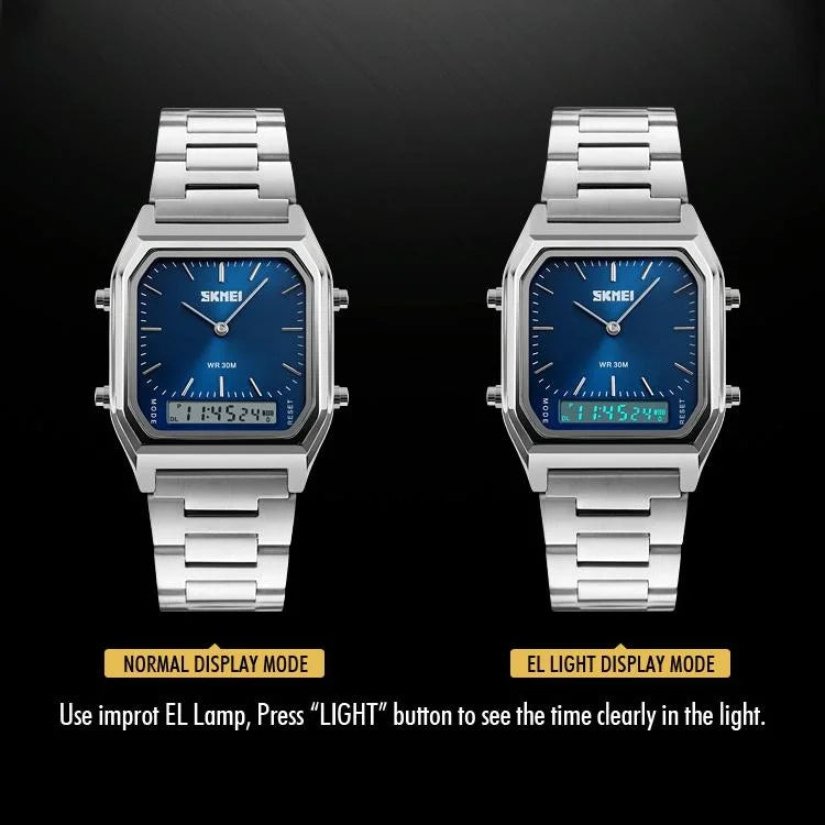 Waterproof Dual Display Men Outdoor Watch - Black - Fashion
