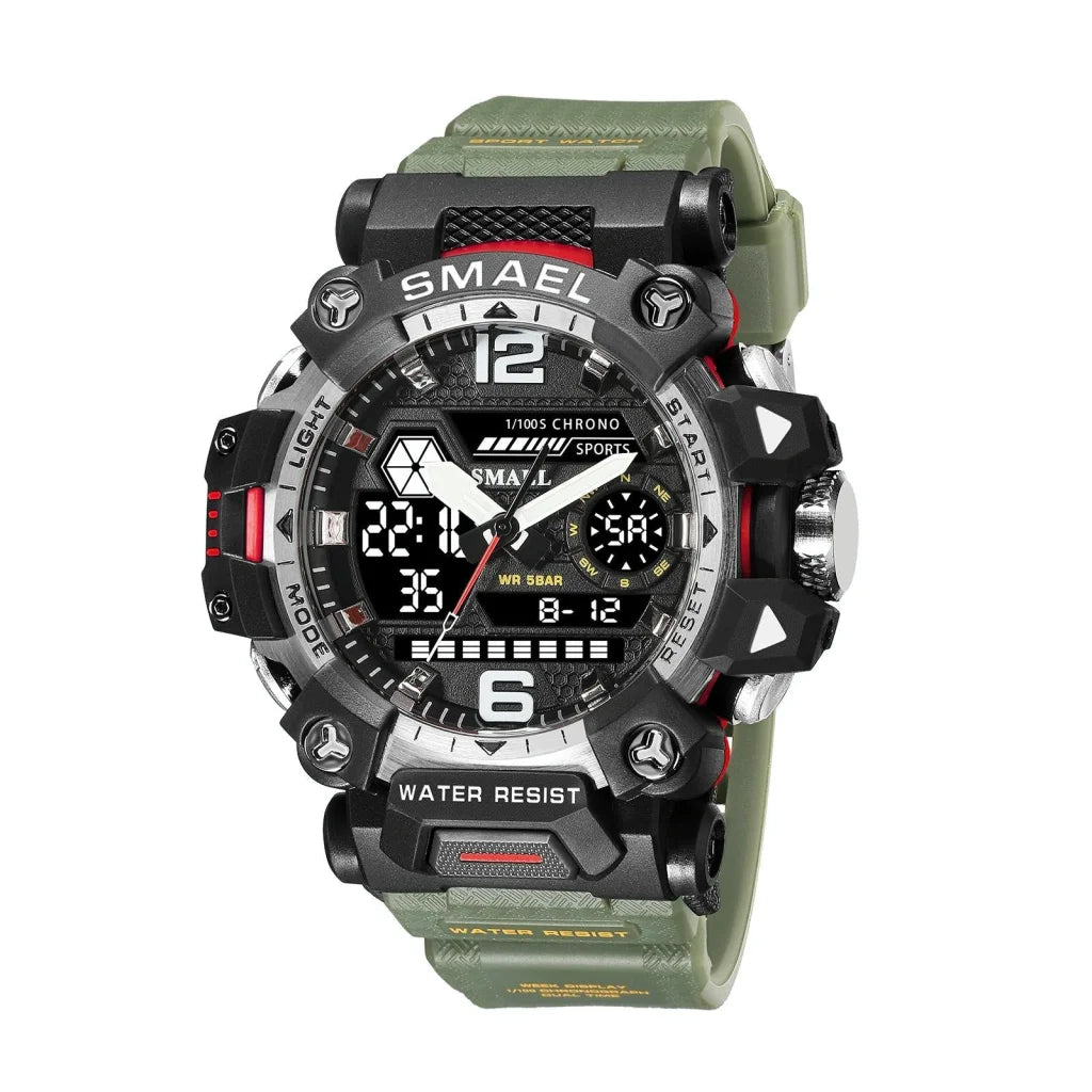 Waterproof Dual Display Outdoor Watch - Multifunctional