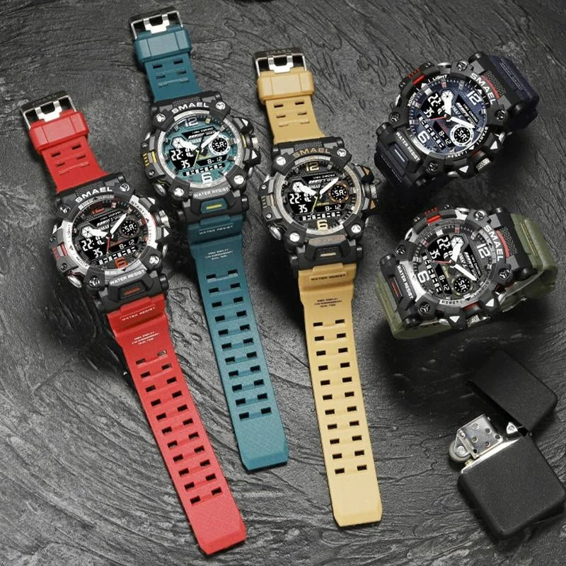 Waterproof Dual Display Outdoor Watch - Multifunctional