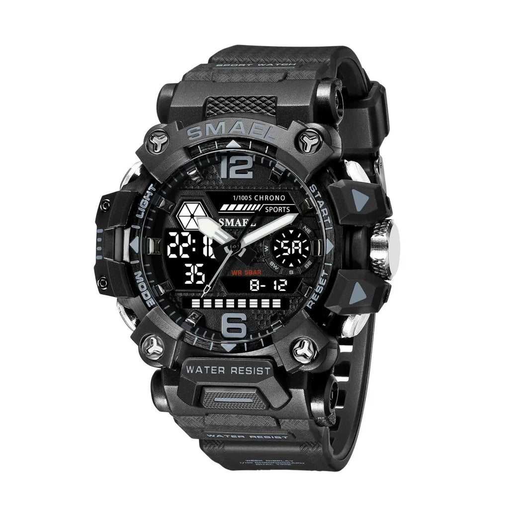 Waterproof Dual Display Outdoor Watch - Multifunctional