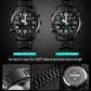 Waterproof Dual Movement Men Watch with Steel Strap - Black