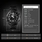 Waterproof Dual Movement Men Watch with Steel Strap - Black