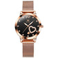 Waterproof Heart-shaped Women Quartz Watch - Black