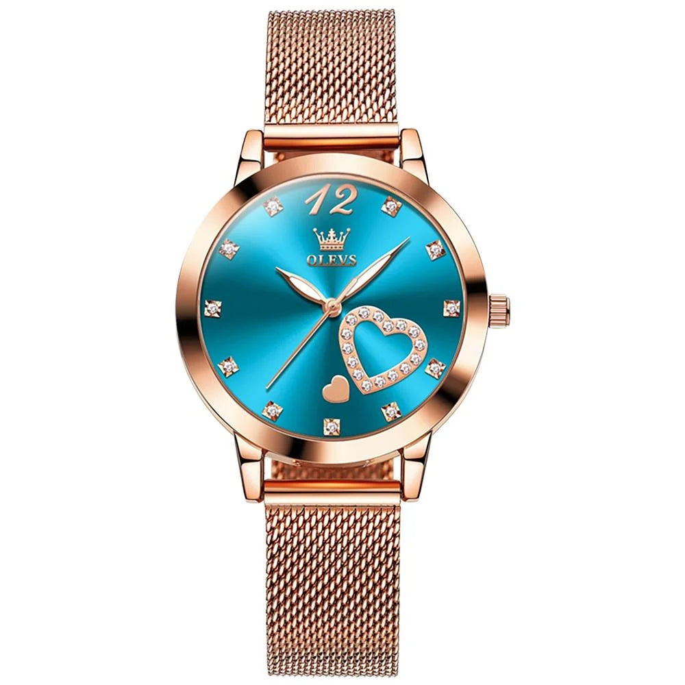 Waterproof Heart-shaped Women Quartz Watch - Blue - Fashion
