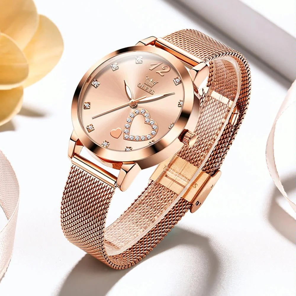Waterproof Heart-shaped Women Quartz Watch - Green