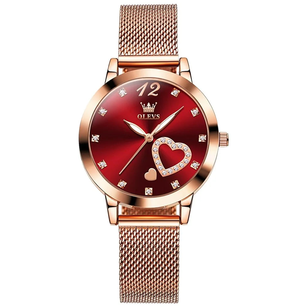 Waterproof Heart-shaped Women Quartz Watch - Red - Fashion