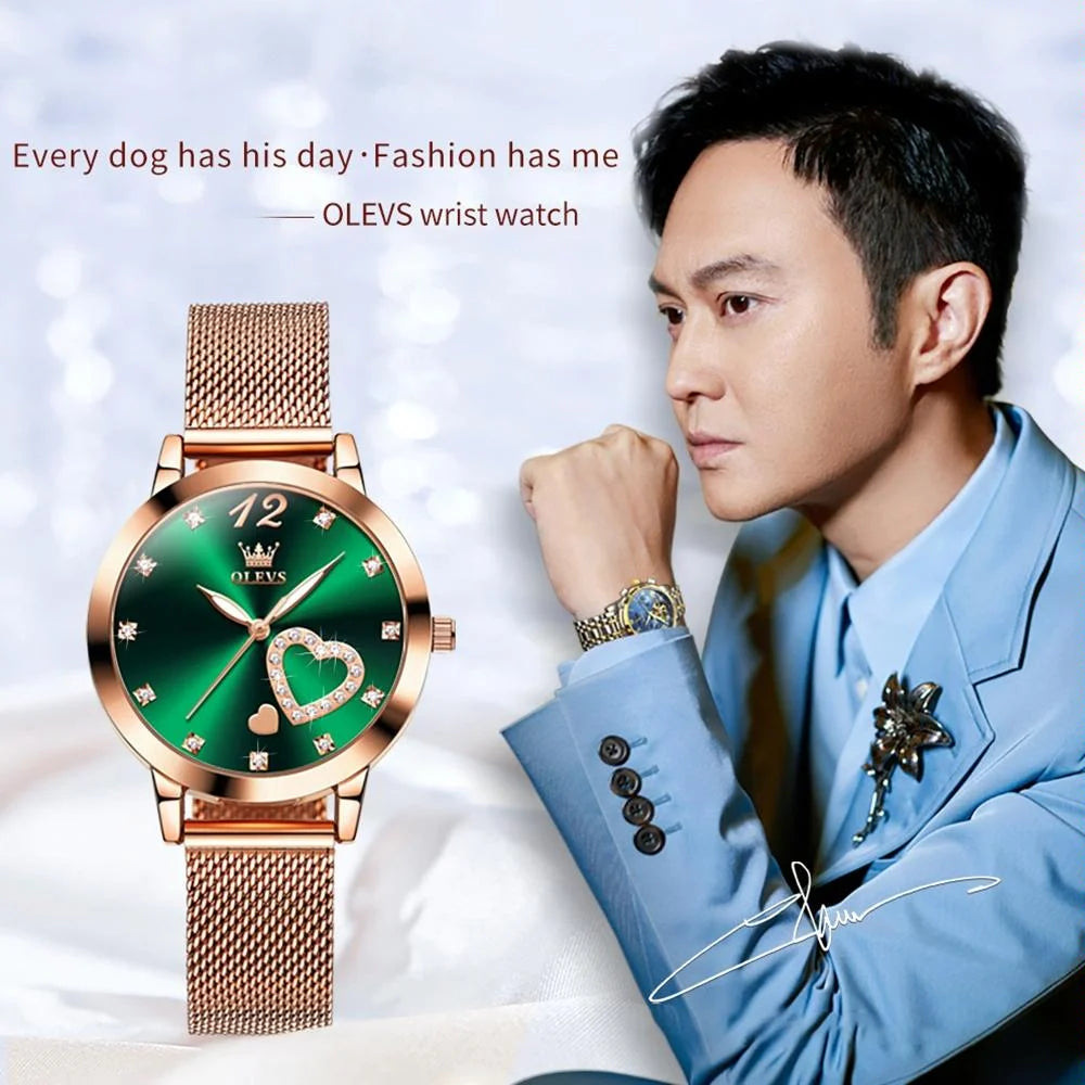 Waterproof Heart-shaped Women Quartz Watch - Rose Gold