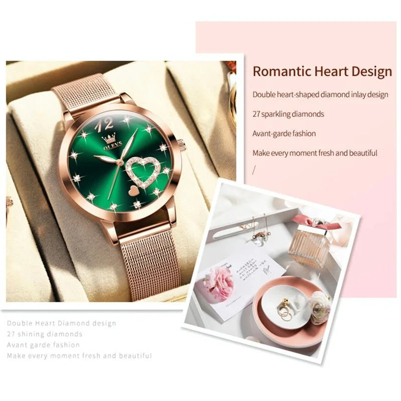 Waterproof Heart-shaped Women Quartz Watch - White