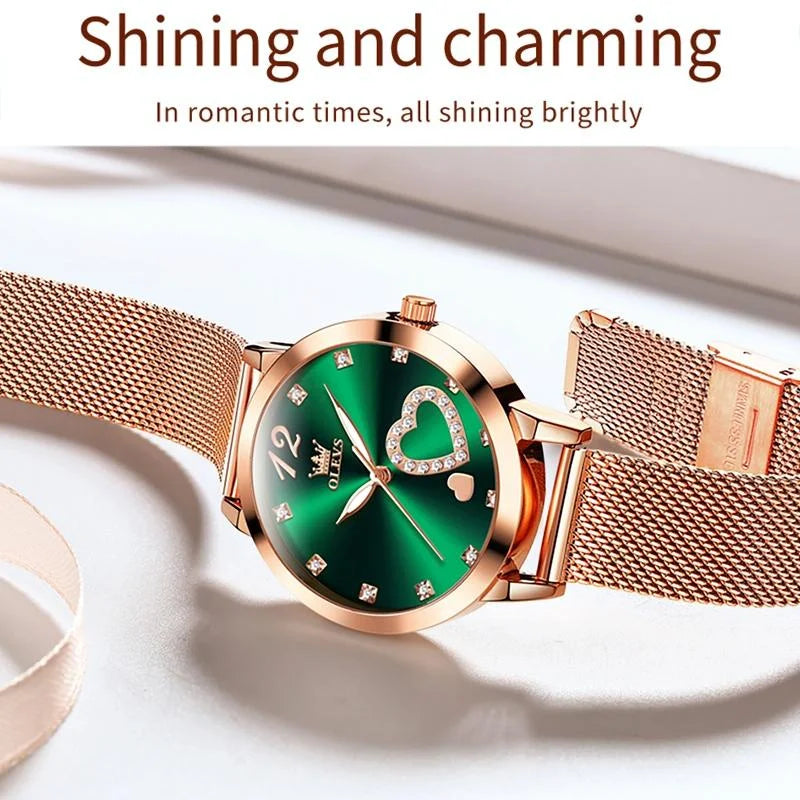 Waterproof Heart-shaped Women Quartz Watch - White