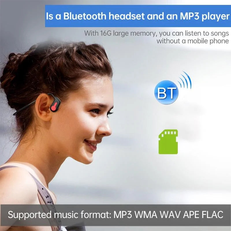 Waterproof K3 Bone Conduction Bluetooth Headphones - 16gb
