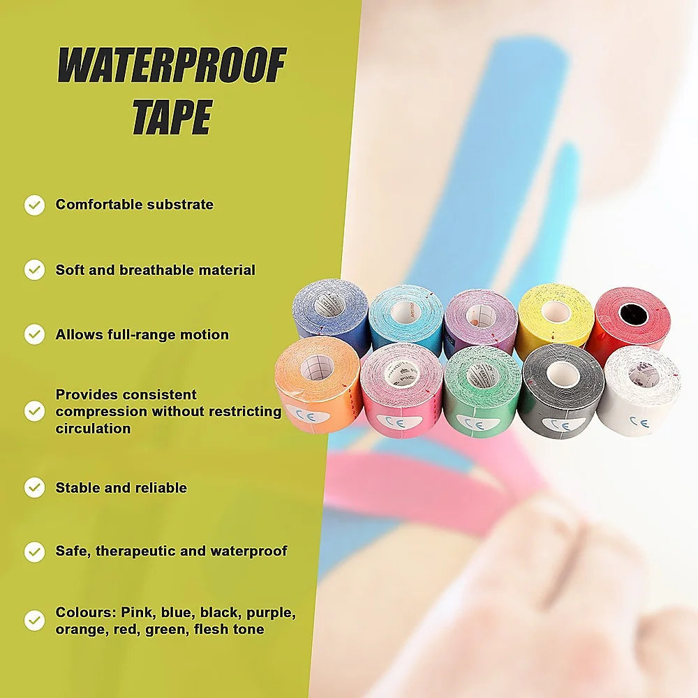 Waterproof Kinesiology Sports Tape - 10 Pack - Fitness