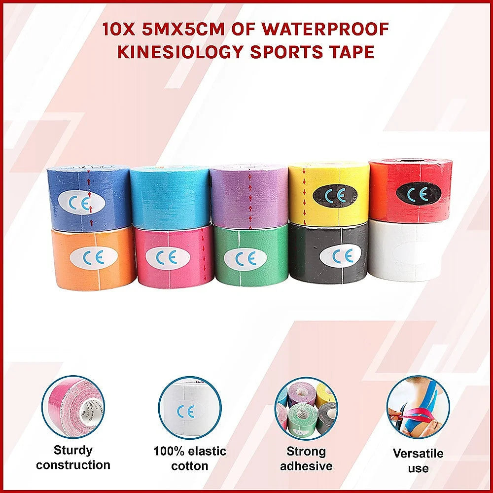 Waterproof Kinesiology Sports Tape - 10 Pack - Fitness