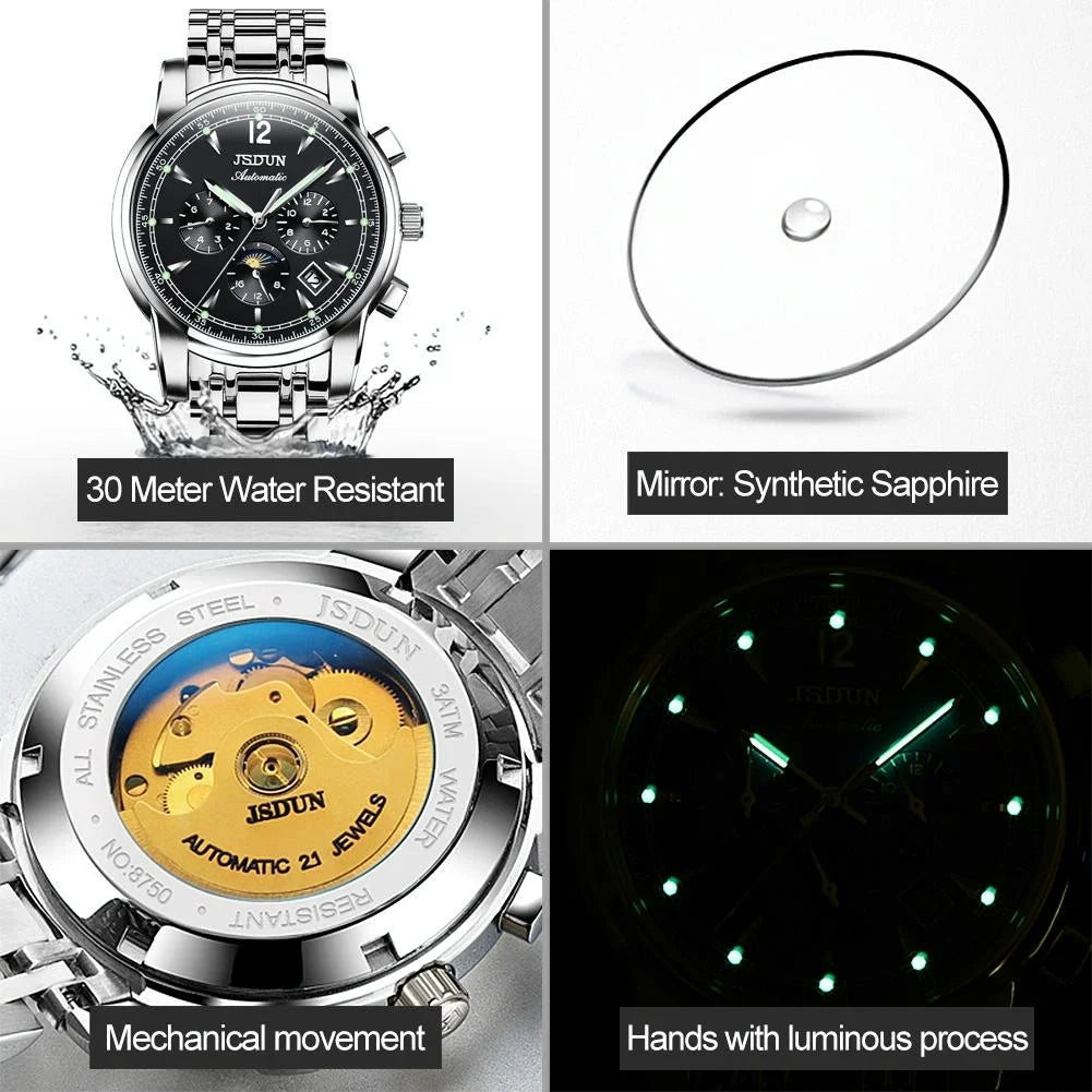 Waterproof Luminous Mechanical Watch for Men - 8750