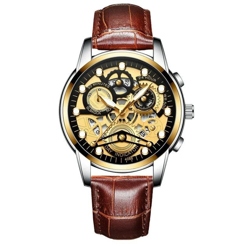 Waterproof Luminous Men Quartz Watch - Hollow Design - All