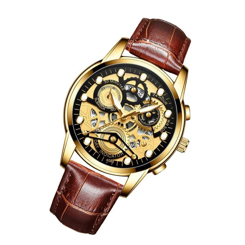 Waterproof Luminous Men Quartz Watch - Hollow Design - All