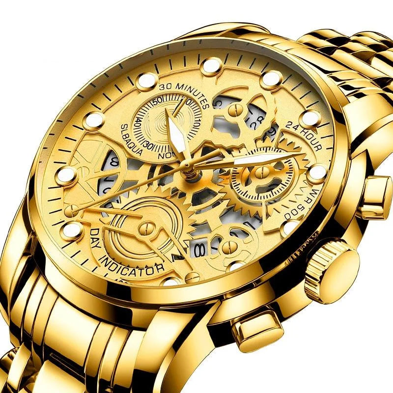 Waterproof Luminous Men Quartz Watch - Hollow Design