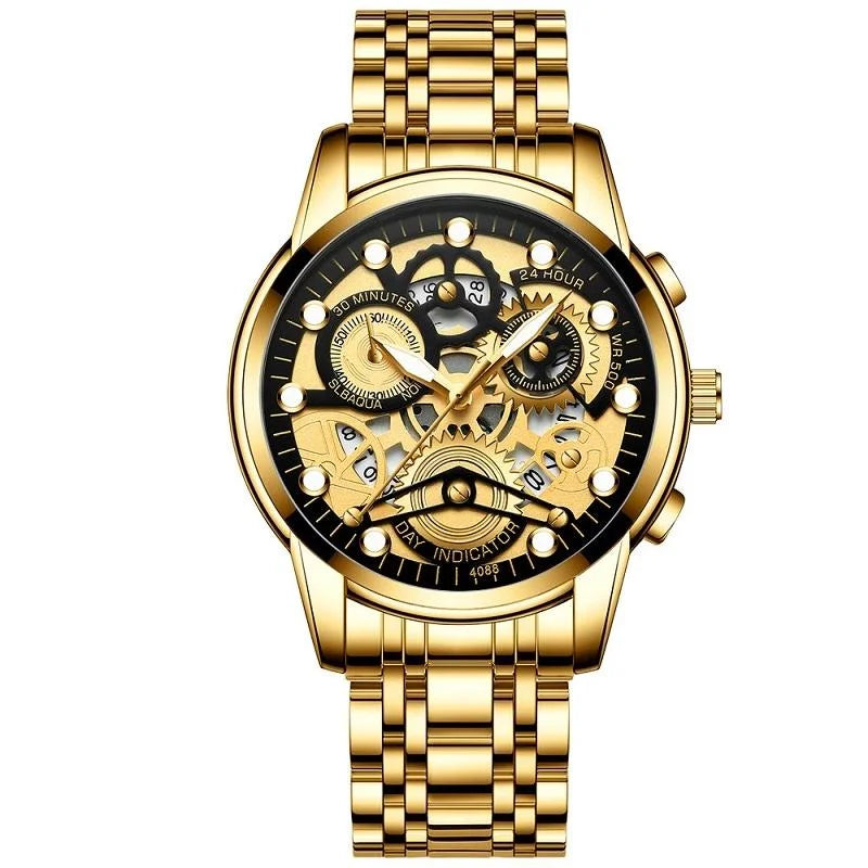 Waterproof Luminous Men Quartz Watch - Hollow Design