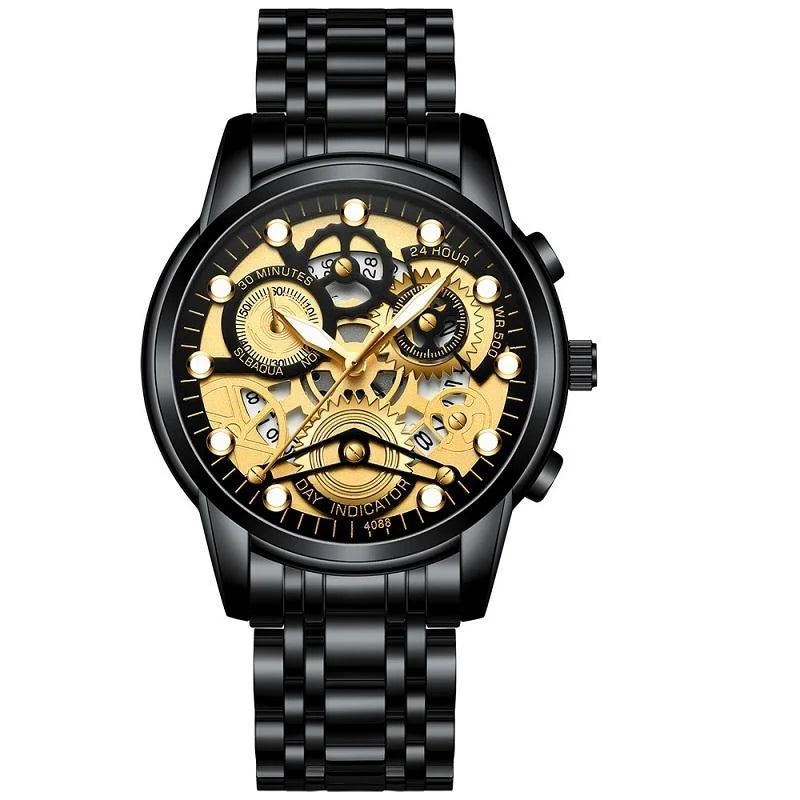 Waterproof Luminous Men Quartz Watch - Hollow Design