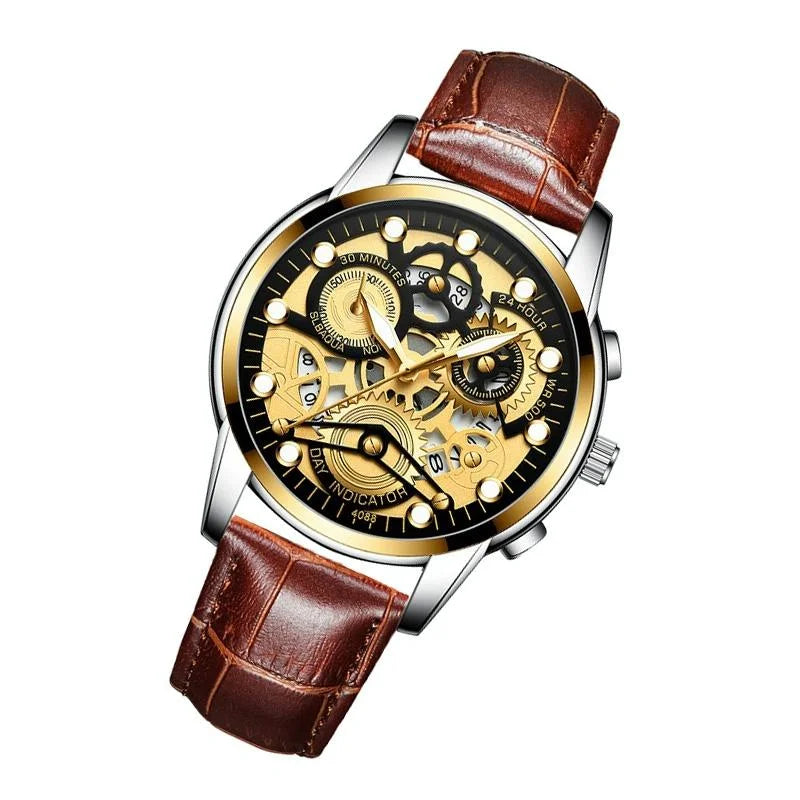 Waterproof Luminous Men Quartz Watch - Hollow Design