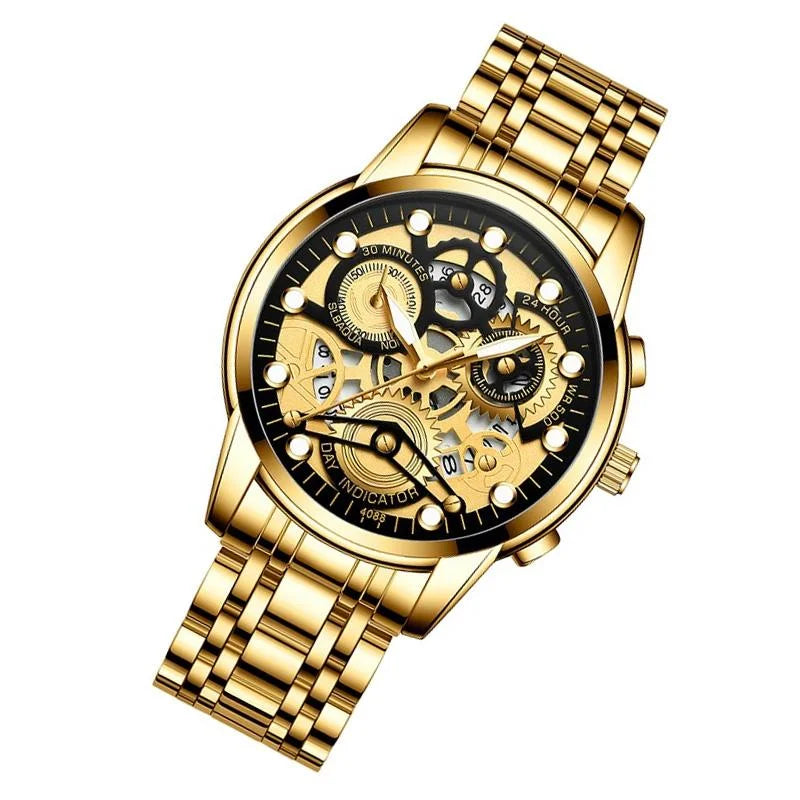 Waterproof Luminous Men Quartz Watch - Hollow Design