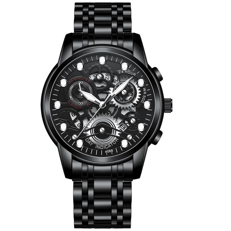 Waterproof Luminous Men Quartz Watch - Hollow Design
