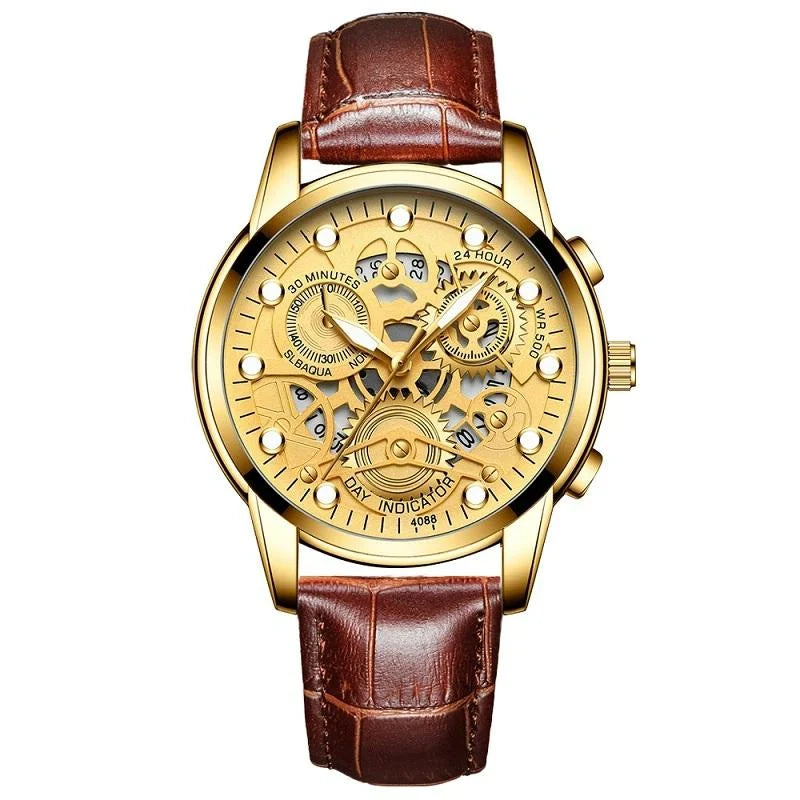 Waterproof Luminous Men Quartz Watch - Hollow Design