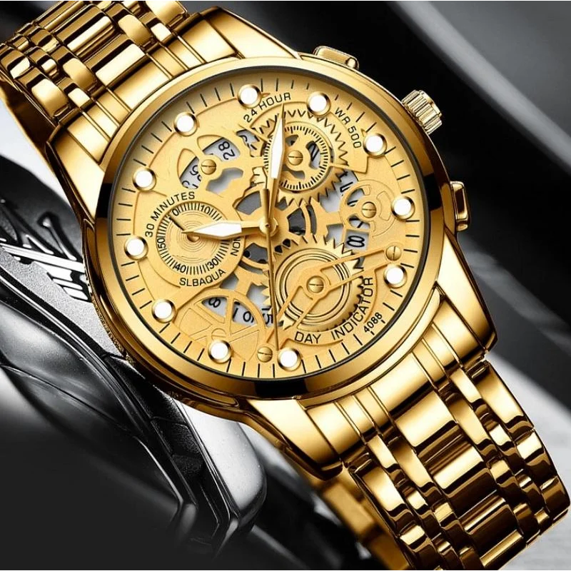 Waterproof Luminous Men Quartz Watch - Hollow Design