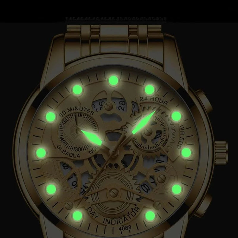 Waterproof Luminous Men Quartz Watch - Hollow Design