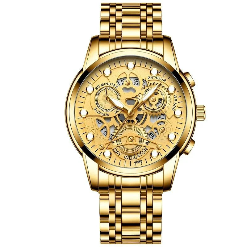 Waterproof Luminous Men Quartz Watch - Hollow Design