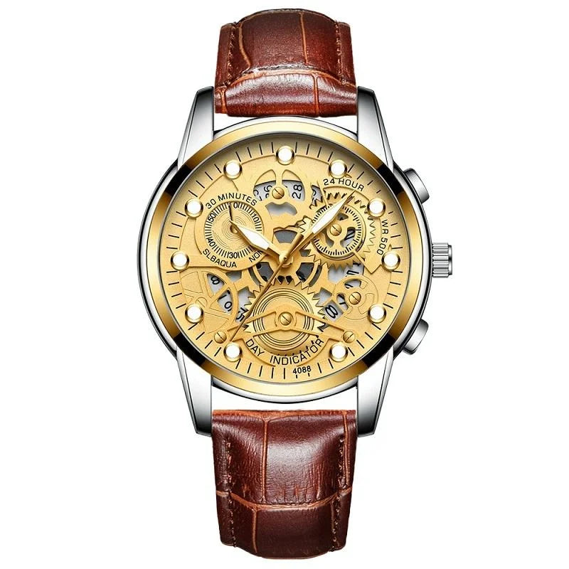 Waterproof Luminous Men Quartz Watch - Hollow Design