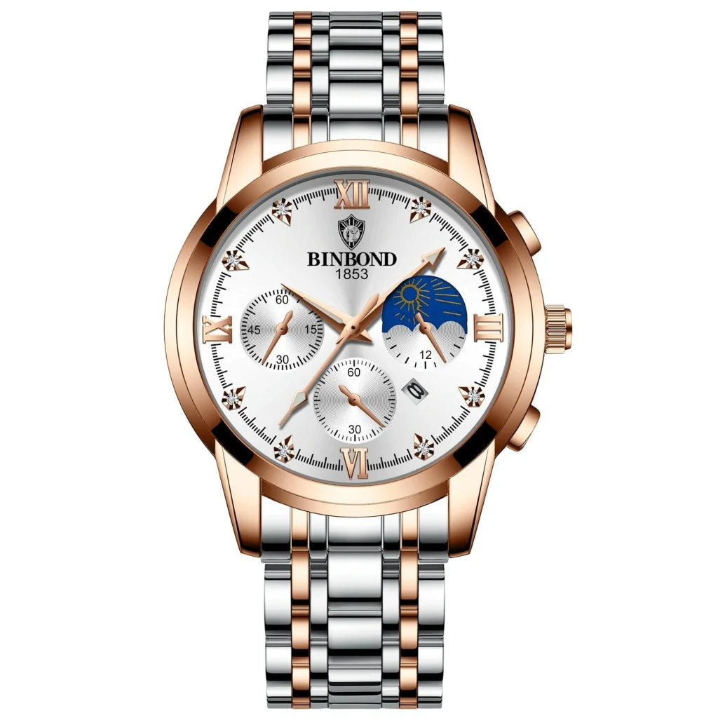 Waterproof Luminous Men Watch with Calendar - Rose Gold