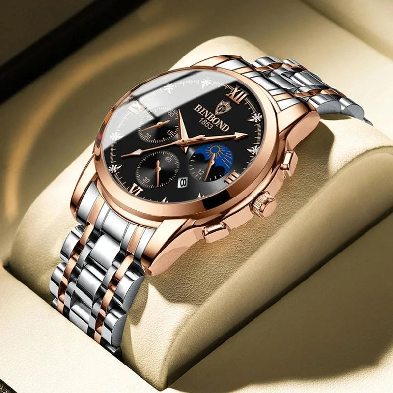 Waterproof Luminous Men Watch with Calendar - Rose Gold