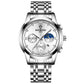 Waterproof Luminous Men Watch with Calendar White Steel