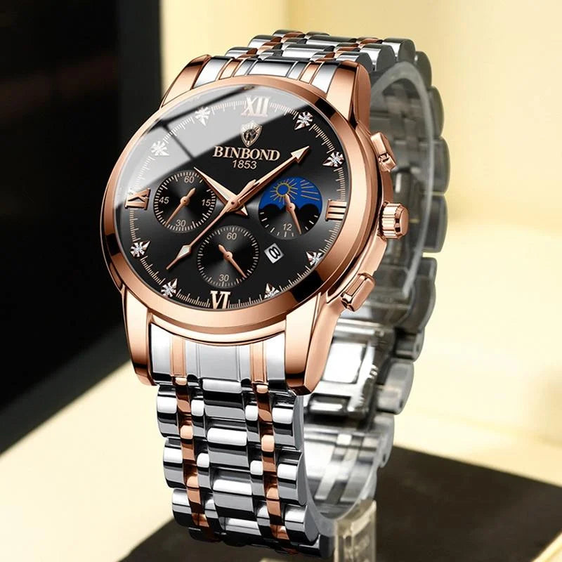 Waterproof Luminous Men Watch with Calendar - White Steel