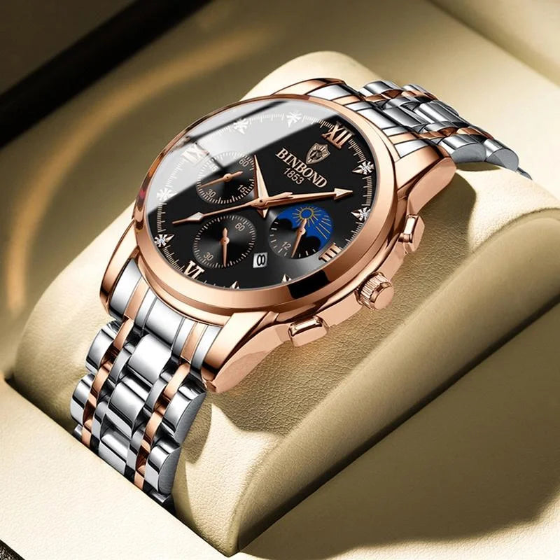 Waterproof Luminous Men Watch with Calendar - White Steel