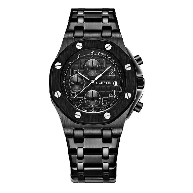 Waterproof Luminous Men Watch with Steel Strap - 6100d