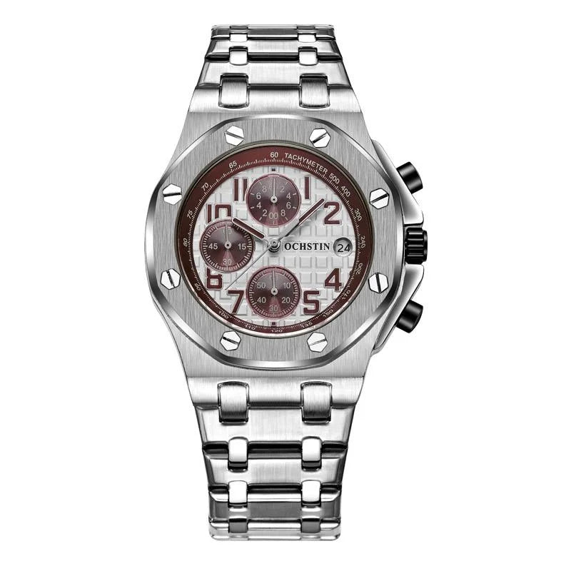 Waterproof Luminous Men Watch with Steel Strap - 6100d
