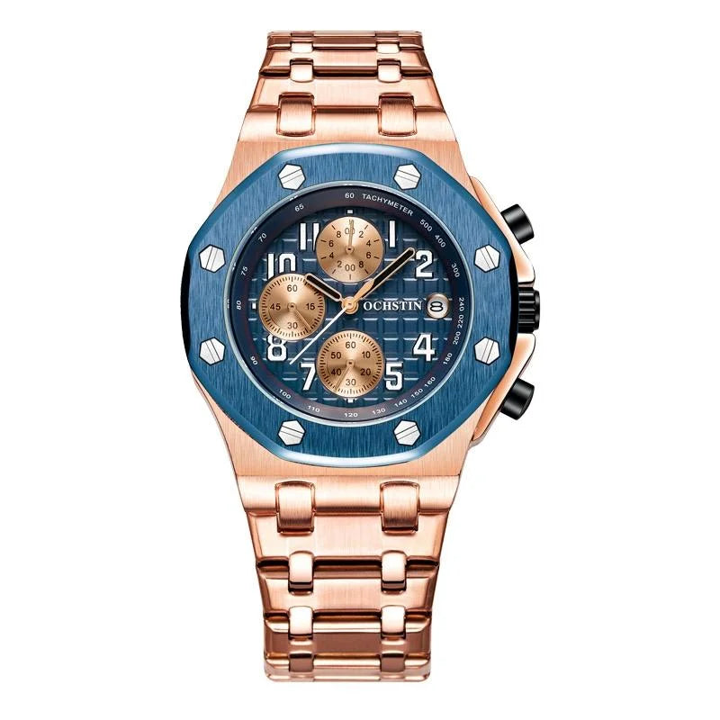 Waterproof Luminous Men Watch with Steel Strap - 6100d