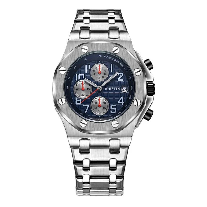 Waterproof Luminous Men Watch with Steel Strap - 6100d