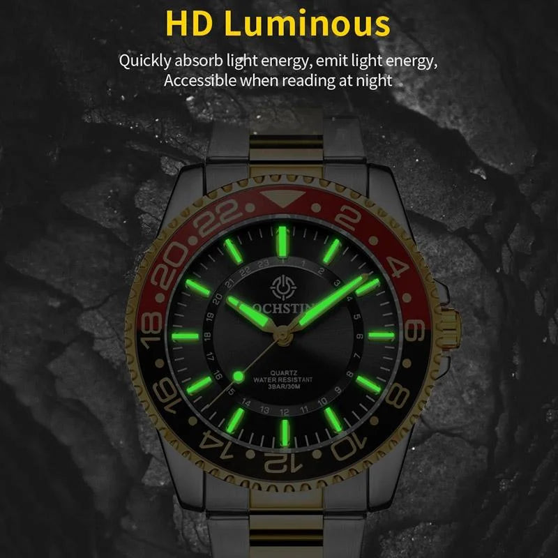 Waterproof Luminous Men Watch with Steel Strap