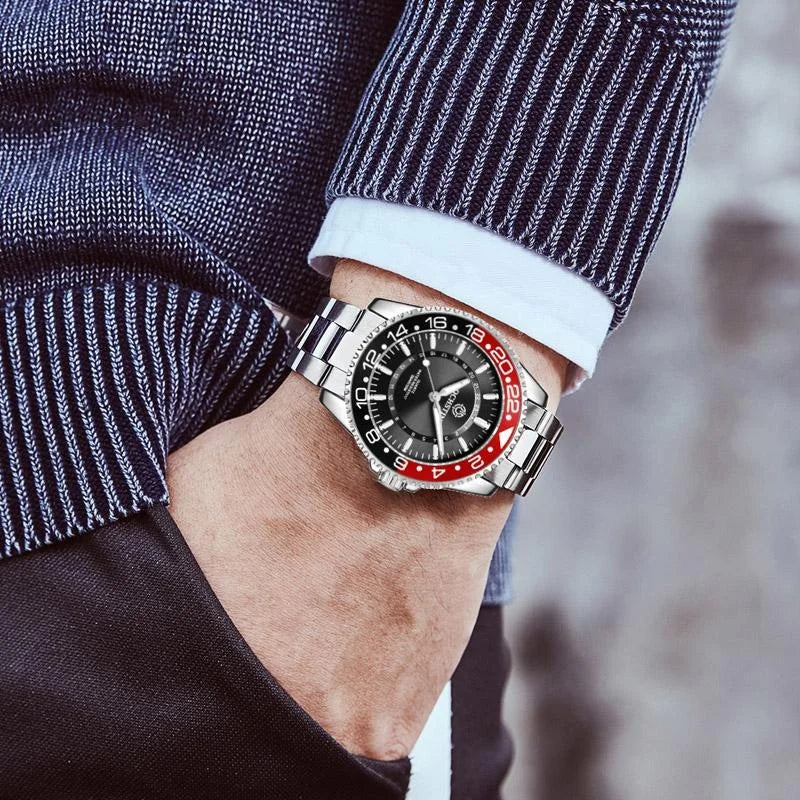 Waterproof Luminous Men Watch with Steel Strap