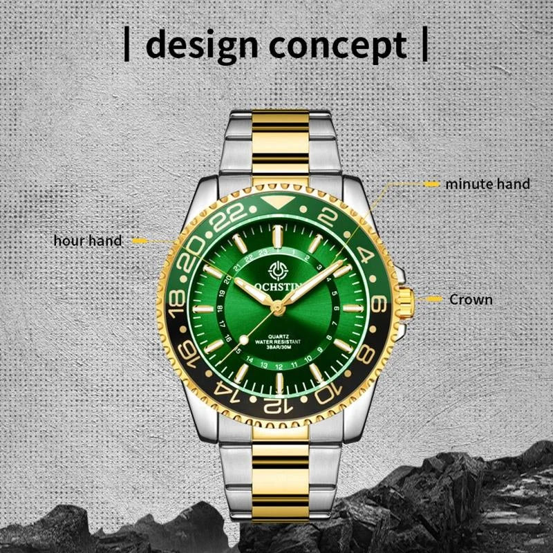 Waterproof Luminous Men Watch with Steel Strap