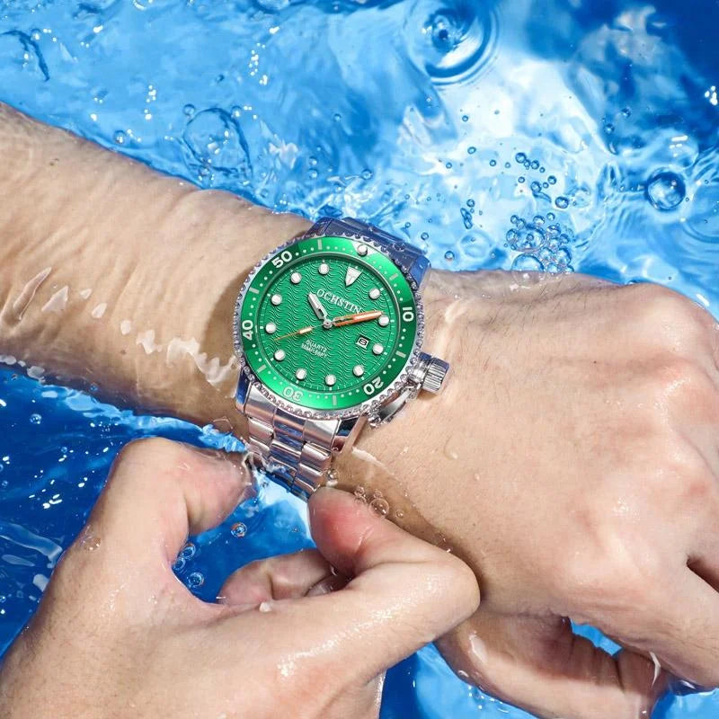 Waterproof Luminous Men Watch with Steel Strap
