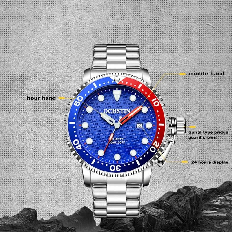 Waterproof Luminous Men Watch with Steel Strap