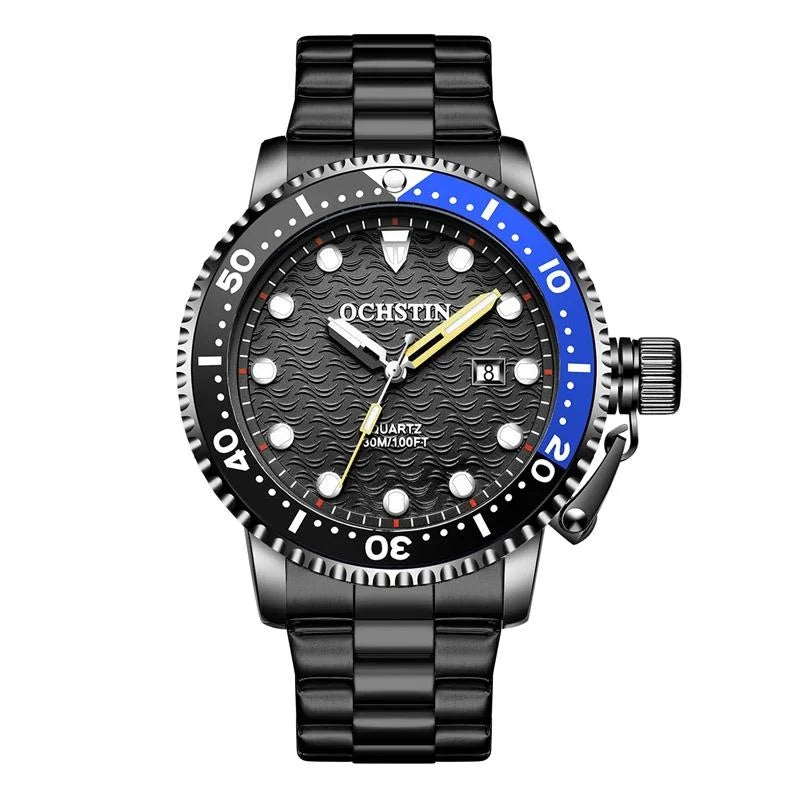 Waterproof Luminous Men Watch with Steel Strap