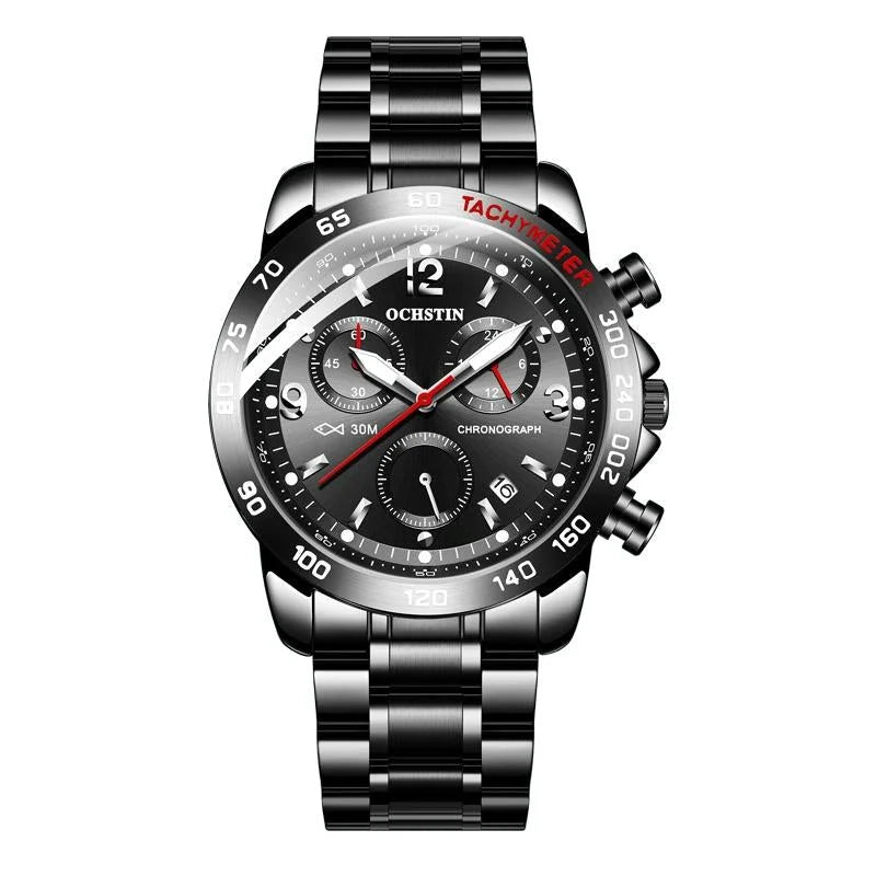Waterproof Luminous Men Watch with Steel Strap - Silver