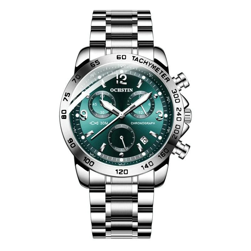 Waterproof Luminous Men Watch with Steel Strap - Silver